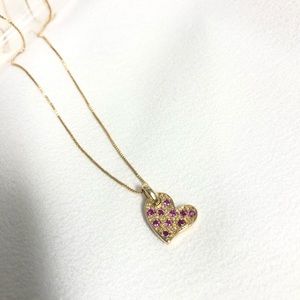 18k Gold Filled Dainty CZ Heart Necklace